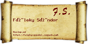Füleky Sándor névjegykártya